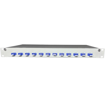 OV-12xLC-D SM  19 Zoll Spleissbox 12xLC-D SM  1HE/12/gr CSH 24Pgt 9/125 12Kup blau